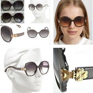 CHLOE SCALLOPED GREY TRANSPARENT SUNNIES WITH GOLD  DETAILING OF SUN & HEARTS